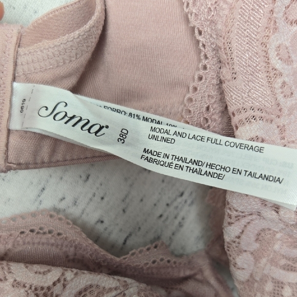 Soma Modal and Lace Unlined Bra Adobe Rose Pink - Picture 2 of 8